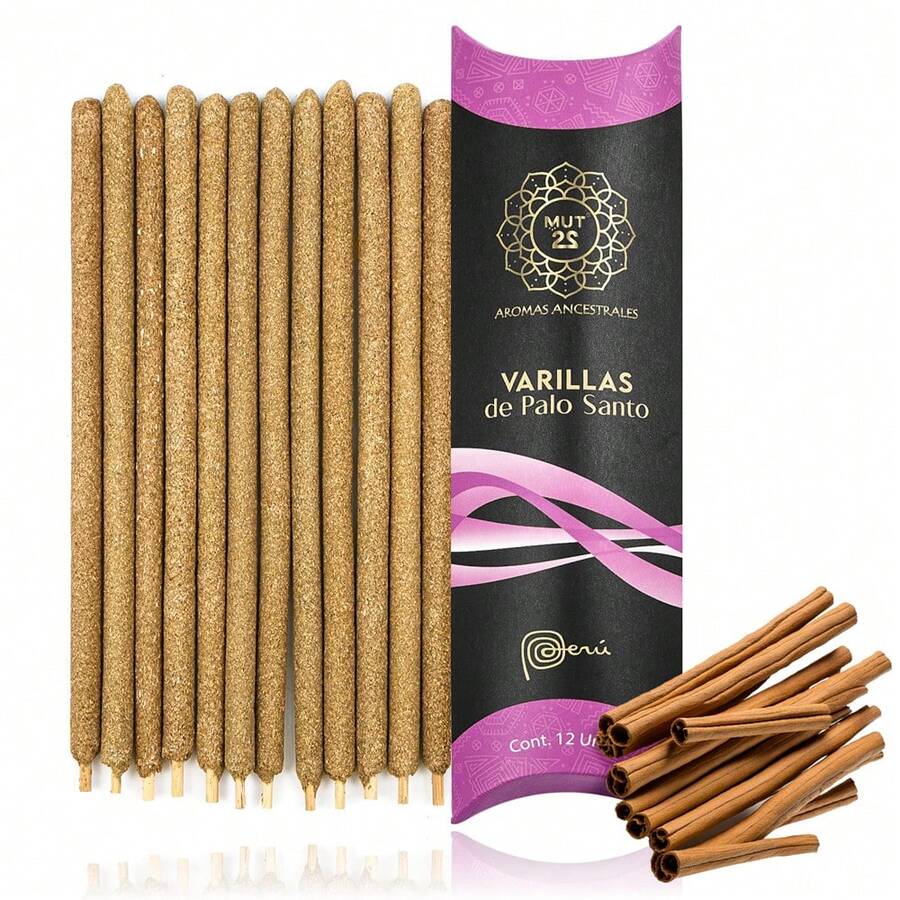 MUT22 Sets de 12 varillas de incienso con base de Palo Santo - Canela - Ver 1