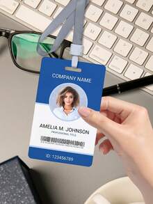1 Personalized Custom Photo ID Badge Pendant, Work ID/Conference Badge/Business Style, ID Badge With Lanyard, PVC Portrait ID, Simply Upload A Photo To Customize, A Gift For Friends And Girlfriends, A Unique Work ID With Your Logo, Photo, And Name, Comes With A Clip, Personalized Vertical Double-Sided Photo ID Badge - Nhiều màu - Xem 7