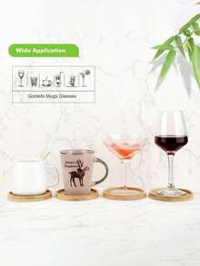 6PCS Bamboo Coasters With Holder - Multipurpose Cup Mats For Large Glasses, Goblets, Coffee Mugs, Succulent & Plant Mats, Natural Wood Drink Coasters For Home Kitchen Bar Decor