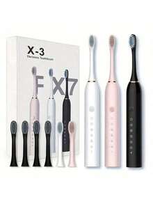 Electronic Toothbrush with 5 Modes and Smart Timer - Perfect for Men and Women - Clean Teeth and Gums Effectively - Negro - Ver 2
