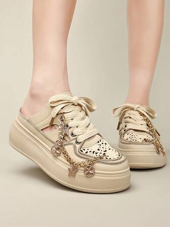 女士户外舒适时尚厚底休闲运动鞋，平底套脚透气轻便简约凉鞋，百搭