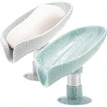 1 PCS Soap Holder Leaf-Shape - Self Draining Soap Dish Holder, Not Punched Easy Clean Bar Soap Holder, With Suction Cup Soap Dish Suitable For Shower, Bathroom, Kitchen Sink - Multicolor - View 9