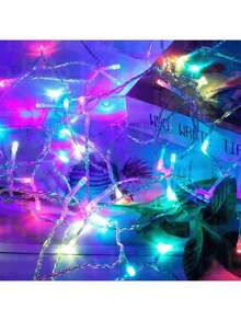 AMAZING VISION 1Pieza Led Cortina carámbano Cuerda Navidad Guirnalda Luz 6m navidad jardín calle exterior decorativo encendiendo - Multicolor - Ver 2
