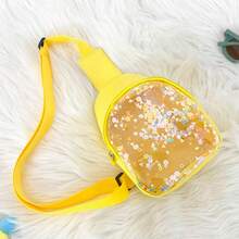 Bolso de pecho/bandolera de estilo coreano con líquido transparente tipo jalea y movediza, accesorio de decoración de muñeca con insignias de anime