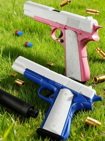 Pistola de juguete, modelo de pistola 1911 Colt, con balas suaves simuladas, capaz de disparar, utilizada como accesorio de disfraz de fiesta, con colores aleatorios