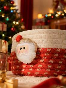 1pc Desktop Storage Basket, Christmas Decor Storage Basket, Small Items Organizer Box For Keys, Remote Controls, Suitable As Christmas Gift