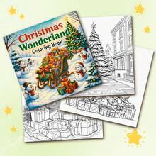 Christmas Wonderland Adult Coloring Book: Beautiful Christmas, Christmas Trees, Snowy Scenes, Etc., 24 Pages Of Exquisite Original Illustrations, Pearl Paper Cover And Thick Inner Pages, Christmas Gift, Halloween Gift, Birthday Gift, Party Gift, Back To School Gift, 7.9*7.9in, Relaxation Gift - Christmas Wonderland - View 3