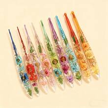 1/3/9pcs/Set Crystal Flower Resin Crochet Hooks, 2.0mm-6.0mm, With Storage Bag, Suitable For Knitting Sweaters, Scarves, Socks, Gloves And Other DIY Handcraft Projects