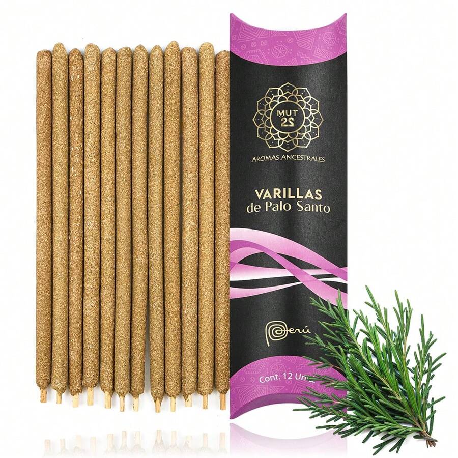 MUT22 Sets de 12 varillas de incienso con base de Palo Santo - Romero - Ver 1