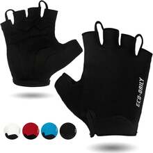Guantes de ciclismo Eco-Daily para hombres y mujeres, guantes acolchados para bicicleta de montaña, guantes ligeros de medio dedo, antideslizantes que absorben los golpes para MTB Road Biking Fitness - Rojo- negro - Ver 9