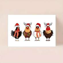 One Fun Santa Claus And Chick Greeting Card - A Cartoon-Themed Holiday Card Suitable For All, Containing The Blessing Of "Merry Christmas," Ideal For Holiday Celebrations. Christmas Cards | Cartoon-Themed Cards | Paper Cards, Christmas Greeting Cards - Multicolor - View 6