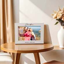 Marco de fotos de madera personalizado de 6 pulgadas/7 pulgadas, se puede grabar con nombre, fecha, mensaje, decoración del hogar personalizada y regalo familiar, adecuado para cumpleaños, aniversario, boda, dama de honor, regalos para padrinos