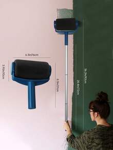 可伸缩油漆滚筒套装，带大号海绵头 - 适用于光滑乳胶漆和墙面涂料，耐用塑料手柄，是家庭DIY项目的理想之选