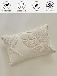 2pcs Khaki Leaf Pattern Tufted Pillowcase, Modern Bohemian Style Decorative Pillowcase, Suitable For All Seasons, Soft, Machine Washable - Khaki - View 2