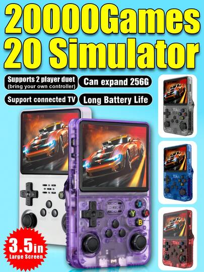1개 20000개의 클래식 게임이 있는 휴대용 게임 콘솔 20 GBA/FC 에뮬레이터 듀얼 조이스틱 3.5인치 HD 스크린 레트로 PSP 아케이드 TV에 연결된 2인용 비디오 게임 지원 남편이나 남자 친구의 생일 또는 휴일 선물을 위한 휴대용 오픈 소스 핸드헬드 듀얼 시스템 게임 콘솔