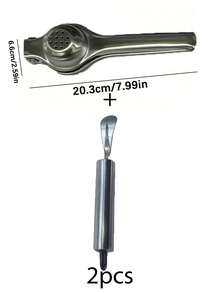 2件組不鏽鋼手動榨汁器與水果削皮器－手壓式檸檬榨汁器、柳橙汁榨取器，家用水果榨汁器 - 銀色 - 查看 8