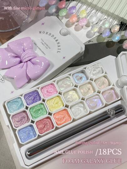 MORDDA 18色拍胶晕染罐装高饱和度流行半固体指甲油胶女沙龙美甲DIY