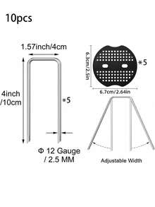 20 Peças Estacas em U para Paisagismo com Espaçadores - Estacas de Solo de Aço Galvanizado Resistentes | Ponta para Instalação Fácil, Âncoras para Grama Artificial e Rede de Jardim