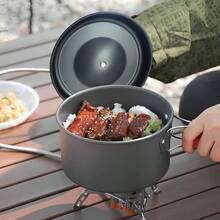 7Pcs Camping Pan Set - Backpack Cookware Pot And Pans Set Survival Cooking Kit For Hiking Picnicgift - Orange - View 6