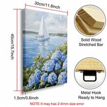 1 tấm tranh canvas treo tường hình thuyền buồm ven biển có khung/không khung, hoa cẩm tú cầu màu xanh lam, phong cách cổ điển, tranh in nghệ thuật treo tường mùa hè, tranh trang trí thẩm mỹ cho ký túc xá, phòng khách, phòng ngủ, trang trí nhà hiện đại - Nhiều màu - Xem 10