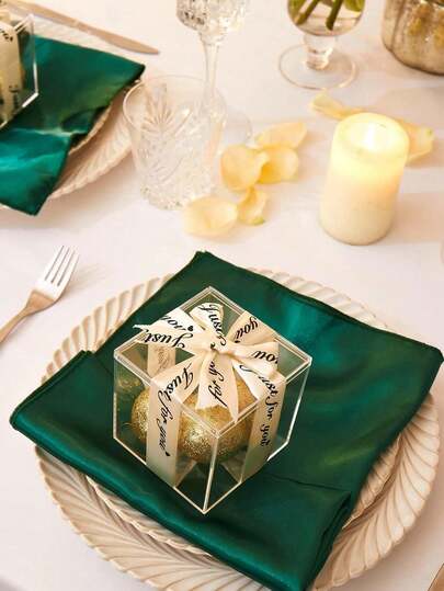 24pcs Satin Napkin Set, 43*43cm Silky Soft Cloth Napkins, Square Satin Dining Table Napkins Bulk For Wedding, Party, Graduation Decoration