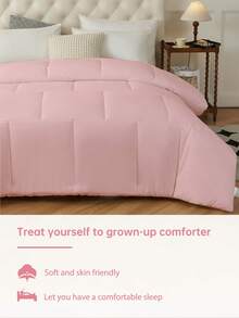 1 buah Selimut Quilted - Semua Musim, Alternatif Bulu Angsa, Lubang di Sudut, Bersertifikasi Oeko-Tex, Merah Muda Terang - Baby Pink - View 5