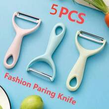 3 Peças Conjunto de Descascadores de Frutas e Vegetais em Aço Inoxidável, Faca de Descascar Maçã, Cenoura, Batata com Cabo Ergonômico Antiderrapante e Lâmina Afiada