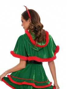 1 Xale para Banquete de Natal, Capa com Capuz para Cosplay Feminino, Xale Curto de 35cm, Fantasia de Chapeuzinho Vermelho, Bruxa e Vermelho, Verde Escuro, Verde Grama para Carnaval, Ano Novo e Festas