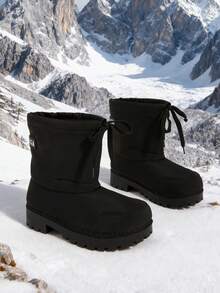 Nowe zimowe, wodoodporne, antypoślizgowe, krótkie buty sportowe Outdoor Sports, buty narciarskie, buty wysokie z grubą podeszwą dla mężczyzn i kobiet - Czarne - Zobacz 1