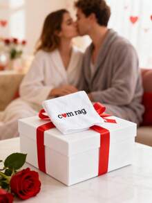 1pc 12-Inch Super Soft Microfiber Red Heart Embroidered Funny Creative Hand Towel, Humorous Adult Gift For Girlfriend/Wife, Suitable For Valentine's Day, Wedding Anniversary, Gag Gifts, Singles Party, Bathroom Decor, Christmas Decoration And More - White - View 3