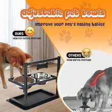 Cuencos elevados para perros, soporte elevado de altura ajustable para perros (de 3.5 a 11 pulgadas), con comedero lento, estación de alimentación para perros con organizador de almacenamiento y cesta(perros grandes) - Tipo 8 - Ver 4