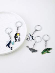 1pc Cute LovelyPenguins Turtles Keychains Whale Cute Ocean Animals Key Rings For Women Girls Friendship Gift Handmade DIY Jewelry - Multicolor - View 5