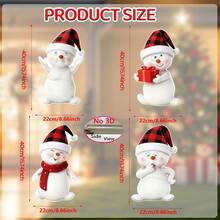 4 Peças Placas de Jardim Expressivas de Boneco de Neve de Natal com Chapéus Vermelhos, Boca e Nariz Móveis, Estacas Decorativas de Plástico para Jardim de Inverno para Natal, Ano Novo - Olhos e Boca Expressivos, Boneco de Neve Encantador com Braços Acenando, Fácil Instalação para Gramado Festivo, Decoração de Festa, Uso Externo, Decorações de Natal Externas para Jardim