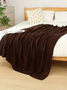Manta de punto acogedora con detalle de volantes para todas las estaciones, multiusos y cómoda para acampar, sofá, tomar el sol y siestas, manta de punto con ribete de volantes, manta de camping - café - Ver 3