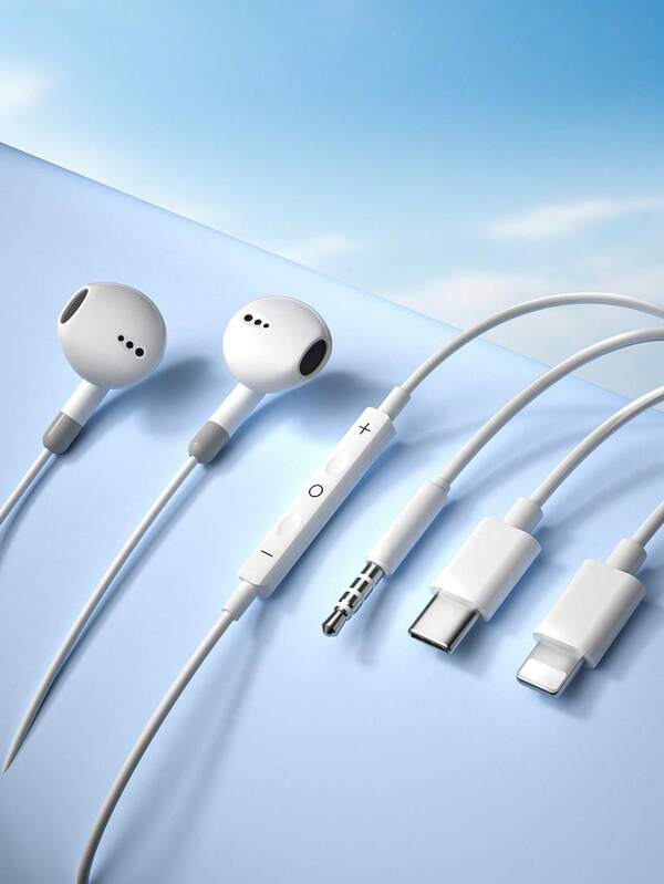 Kompatibel mit iPhone Kabel-Ohrhörer, USB-C elektronische Ohrhörer, 3,5-mm-Rundstecker, USB-C-Ohrhörer, Ohrhörer-Audioheadsets Elektronische Anrufe & Musik Bass-Stereo-Ohrhörer-Headset für PC