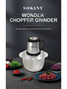 Sokany高速绞肉机，不锈钢碗，5.0升，高功率 - 英規插(220-240V) - 查看 3