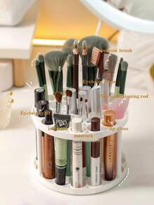 1 caixa de armazenamento com suporte para caneta de 45 furos, caixa de armazenamento de mesa, pode armazenar pincéis, pincéis de maquiagem, lápis de cor, marcadores (branco) rack de armazenamento - Branco - Ver 4