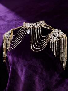 New Fluffy Shoulder Chain, Exclusive For Women; Exaggerated Sparkling Diamond Body Chain, Suitable For European And American Brides, Wedding Stage Performance Accessories - Tassel - View 3
