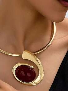 新款时尚不对称勃艮第项链、耳环、戒指、手链奢华珠宝套装、独特设计时尚配饰 - 不規則e - 查看 14