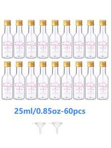 5/20/60/100PCS 迷你酒瓶 - 多功能便携式塑料容器，密封用于烈酒、果汁和酱汁 - 防漏、防碎塑料迷你瓶，带密封锁扣盖：0.85 盎司/1.7 盎司/3.3 盎司/5 盎司可重复使用手洗容器，用于接触食物、派对和婚礼礼物感恩节、万圣节和圣诞节适用