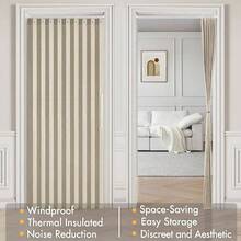 Accordion Style Magnetic Folding Door Curtains DoorwaysCloset, Room Divider Pleated Drapes With Hooks Interior Living RoomBedroomOpen Closet, White, W39x L78 Inches, 1 Panel - Rộng 39" x Dài 78" (Gói 1) + Yến mạch - Xem 5