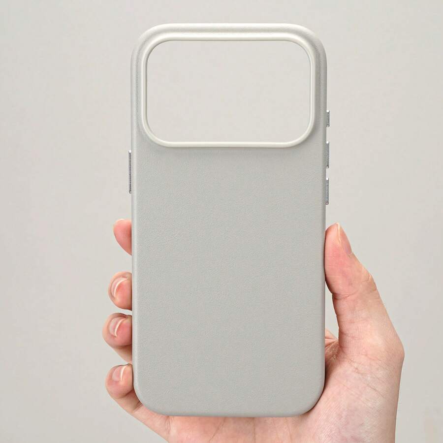 ORIGINAL MAGSAFE LEATHER CASE WITH LOGO WITH TOP QUALITY METAL BUTTONS FOR IPHONE 17 PRO MAX 16 15 14 13 12 11 - Xám - Xem 1