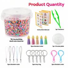 Kit de 18000+ cuentas de fusión de 2.6mm, cubo de almacenamiento portátil de plástico transparente, colgante DIY, joyería, con tablero de clavijas, diversos patrones según las instrucciones, 5 piezas de llavero, cuerda colgante de colores mixtos, accesorios de colgante con borla, regalo para fiesta de Navidad, cumpleaños, Halloween, kit de recarga de cuentas de fusión de 2.6mm multicolor
