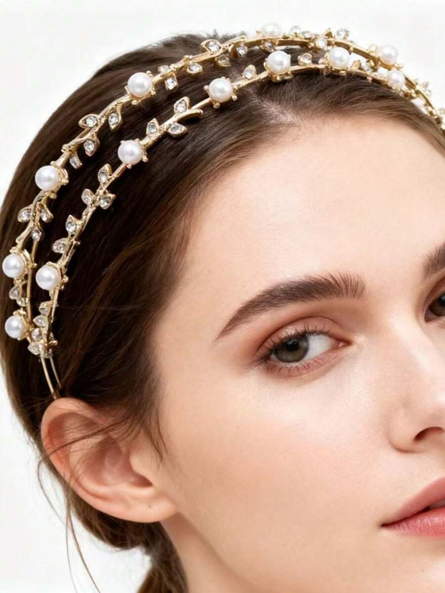 1pc Elegant Pearl & Rhinestone Headband, Fashion Multi-Layer Bridal Hairband, Wedding Hair Accessory,Gifts,Travel,Gifts For Women,Hair Stuff,Stocking Fillers,Stocking Stuffers For Women,Stocking Fillers Women,Christmas Gifts,Christmas Stocking Fillers,Gifts For Women,Stocking Stuffers For Adults,Stocking Fillers For Adult,Hair Stuff,Women's Accessories,Stocking Stuffer,Coming-Of-Age Hair Accessory,Christmas Hair Accessories,Gift Ideas For Women,Beauty Stocking Fillers