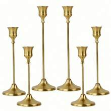 3 件/套铁制锥形烛台，装饰烛台 - 适用于婚礼、餐厅、派对的烛台 - 古董黄铜，壁炉装饰烛台桌装饰柱状烛台，适用于婚礼、家居装饰、节日派对装饰、节日装饰家居