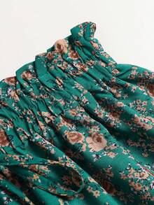 女士中长连衣裙，休闲夏季度假装，飘逸长裙 - 墨綠色 - 查看 7