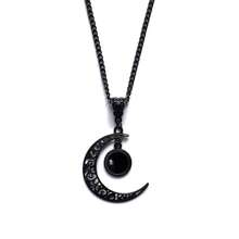 Rrdaily Gothic Moon Crystal Necklace Punk Style Moon Pendant Necklaces Vintage Black Crescent Necklace Dark Gothic Necklaces Costume Jewelry New Year Jewelry For Women{Inchcolor_nameinch:InchBlackinch} - Black - 查看 2