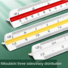 1 pieza Regla triangular de gran escala - Herramienta de dibujo técnico y arquitectónico de precisión, líneas paralelas, color aleatorio, reglas - Multicolor - Ver 4