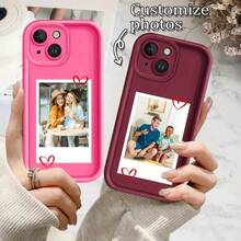 1pc Customized Personalized Pattern Silicone Lens Protection Phone Case, Suitable For Apple 16, 15, 14, 13, 12, 11 Pro Max Series, Cat, Floral, Bright Pink, Burgundy Red, Fashion, Colorful, Matching Phone Case, Minimalist Custom, Personalized, Unique, Suitable As Birthday, Holiday, Father's Day, Thanksgiving, Halloween Gift For Friends, Family, Girlfriend - Pink - View 6