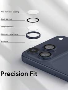 3pcs Apple Camera Lens Screen Protector, Compatible With Iphone 17 Pro Max/17 Pro/15 Pro Max/15 Pro, Made Of Tempered Glass With Aluminum Alloy Frame, Ultra-Clear, Easy To Install - Deep Blue - Navy Blue - View 5